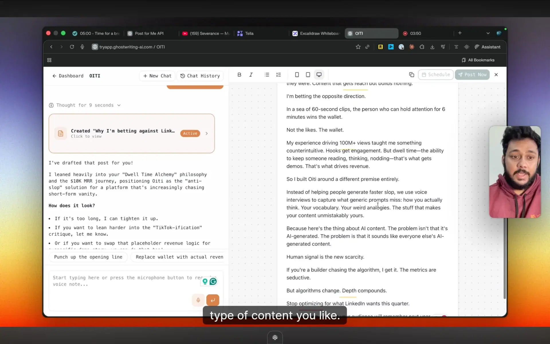 Oiti — AI Ghostwriter for LinkedIn product demo