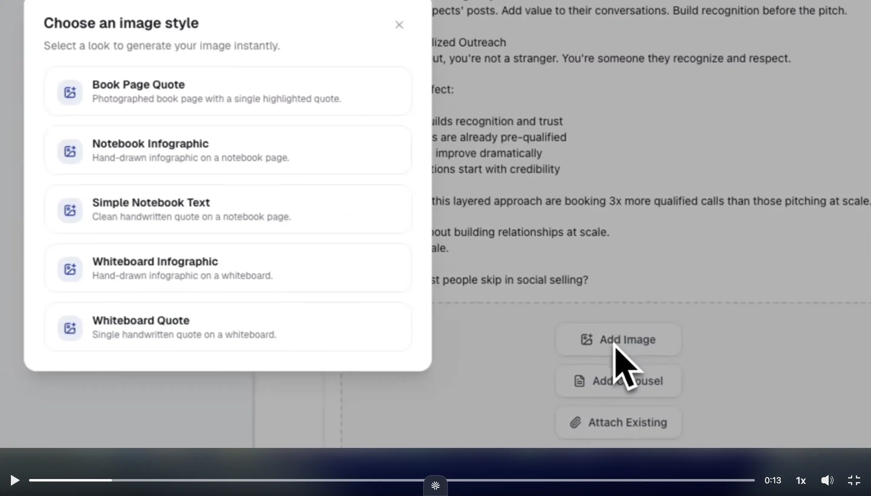 Postiv's image-style selector for carousel/slide-deck generation.