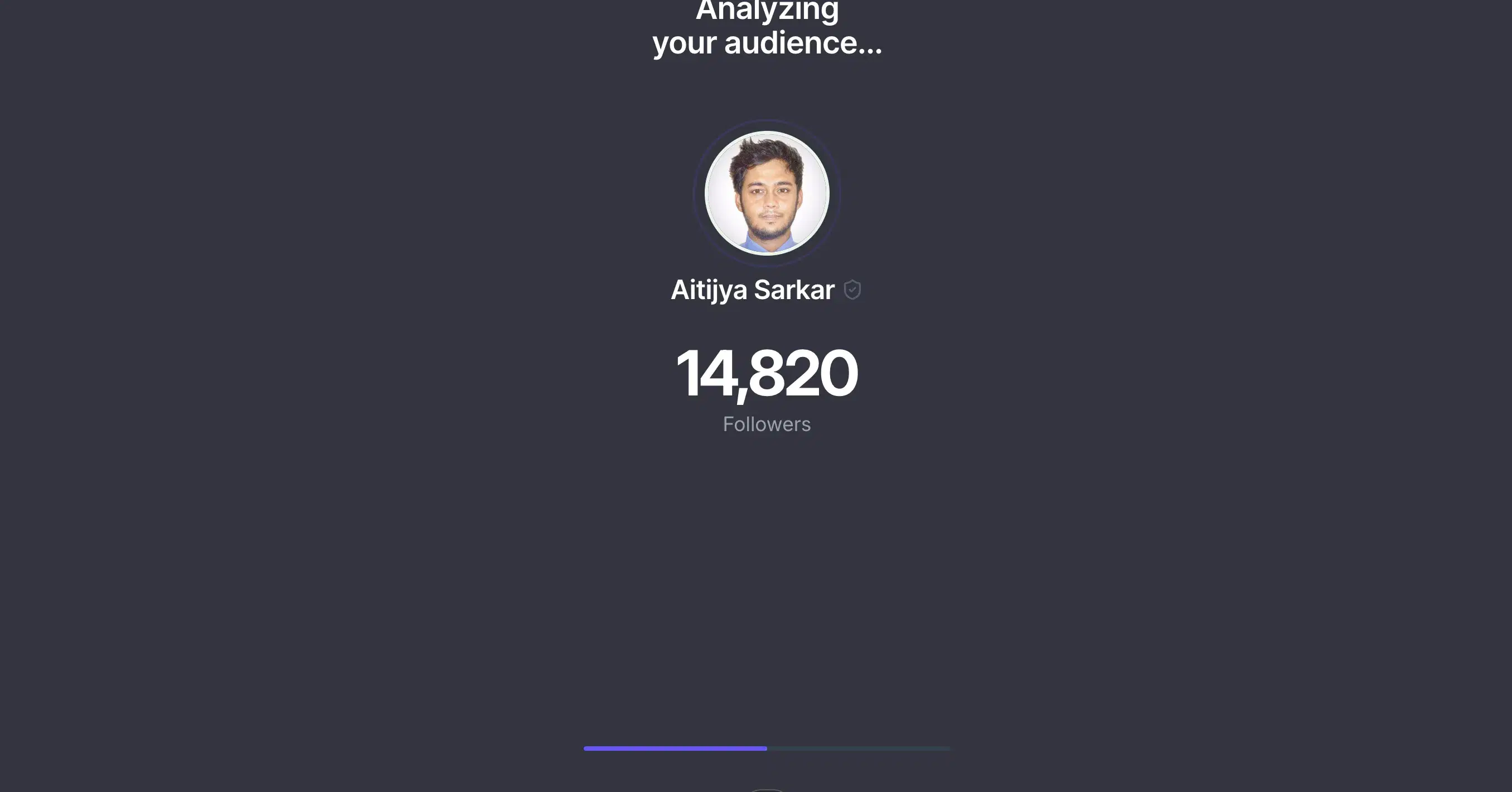 Stanley's profile-analysis onboarding screen showing engagement metrics being computed from the user's past LinkedIn posts.