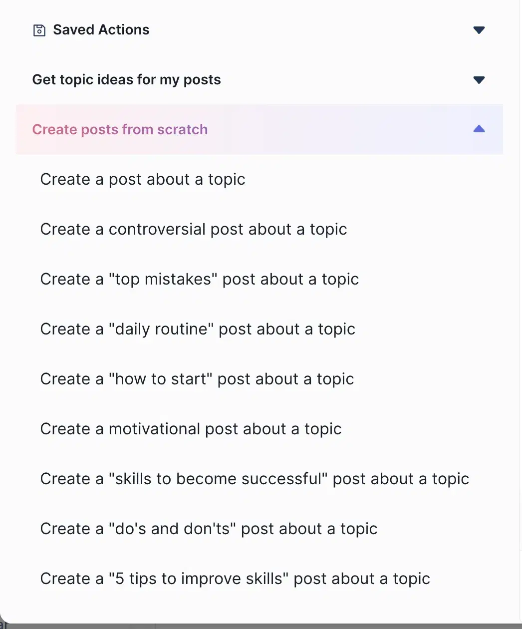 Taplio's post-creation options surfaced in a cluttered dashboard with multiple features.