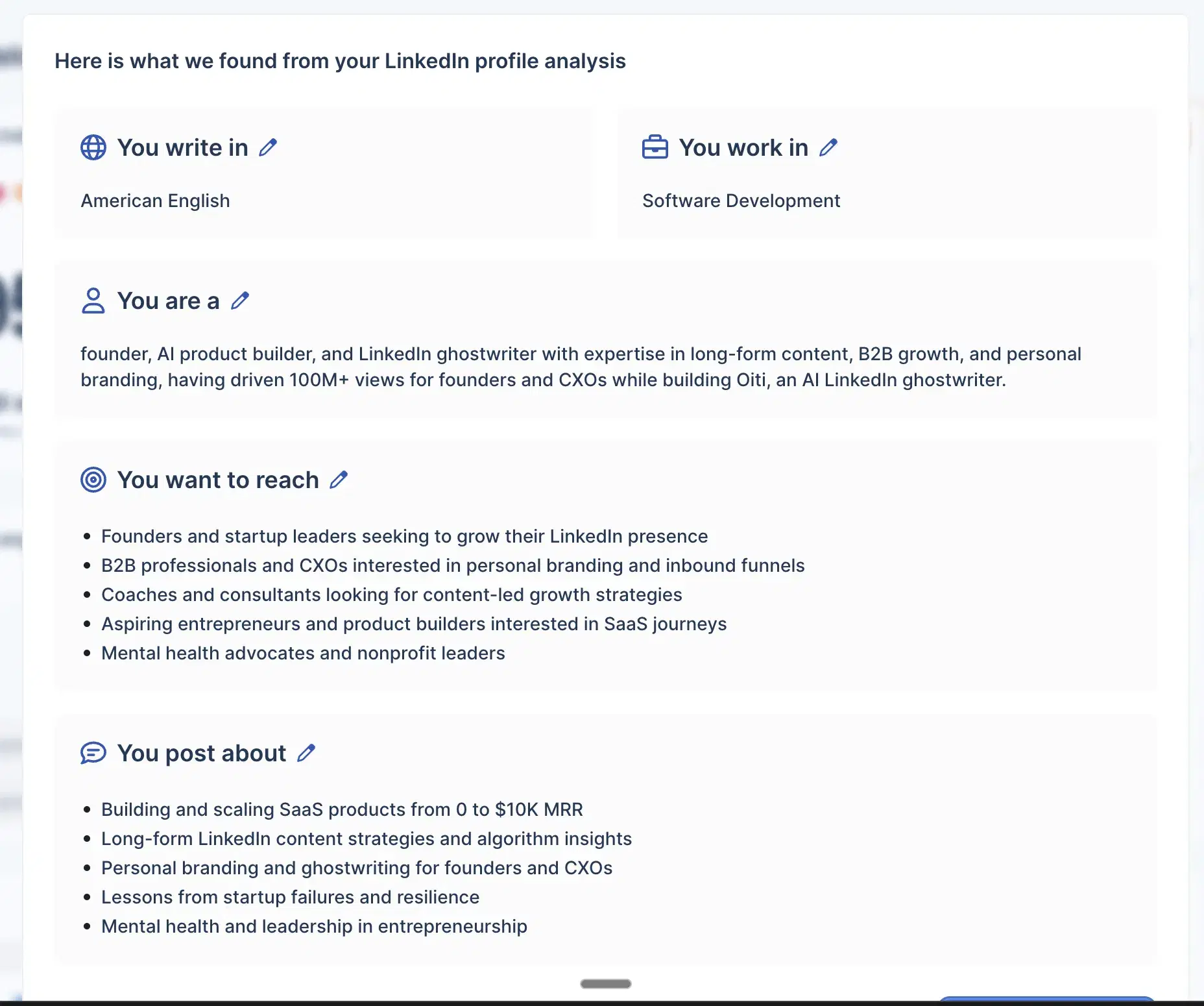 Taplio's onboarding screen fetching the user's LinkedIn data.